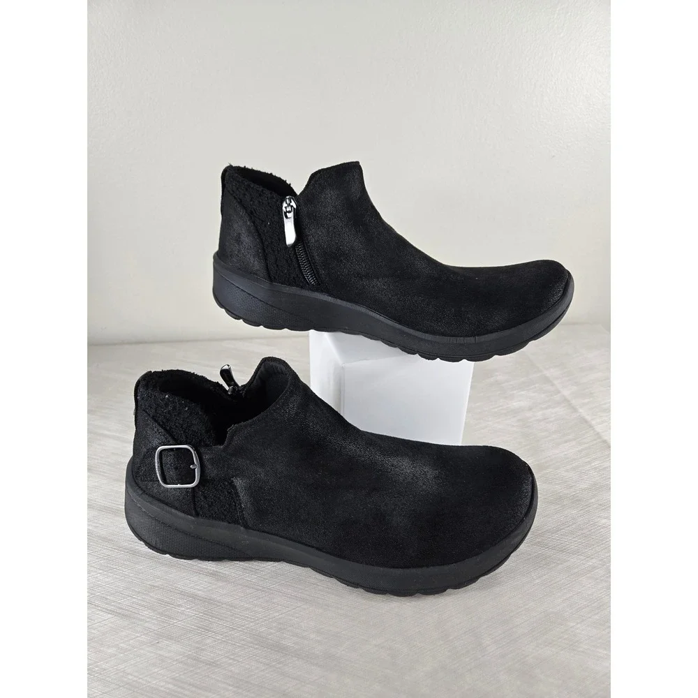 Bzees Womens Black Metallic Fabric Ankle Booties Machine Washable Comfort 8.5M